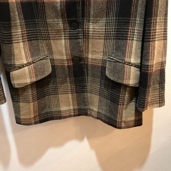 VTG White Stag Womens 1X  Brown Plaid 3 Button Front Blazer Jacket Academia - Picture 6 of 10